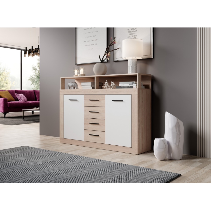 Byrå RUNA i sonoma-ek/vit