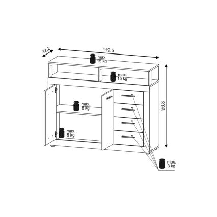 Byrå RUNA ljusbrun/antracit