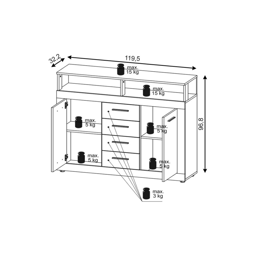 Byrå RUNA ljusbrun/antracit