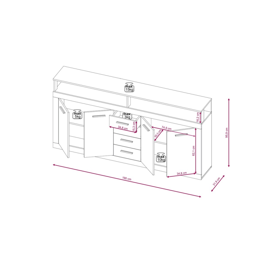 Byrå RUNA mörkbrun/antracit