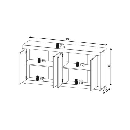 Byrå RUNEA, ljusbrun/antracit