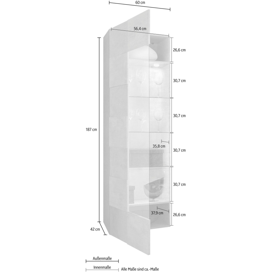 Byrå SERIAN, betonggrå