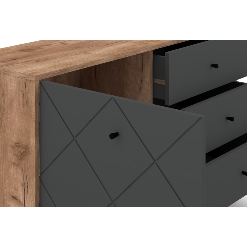 Byrå SULA ek craft/svart