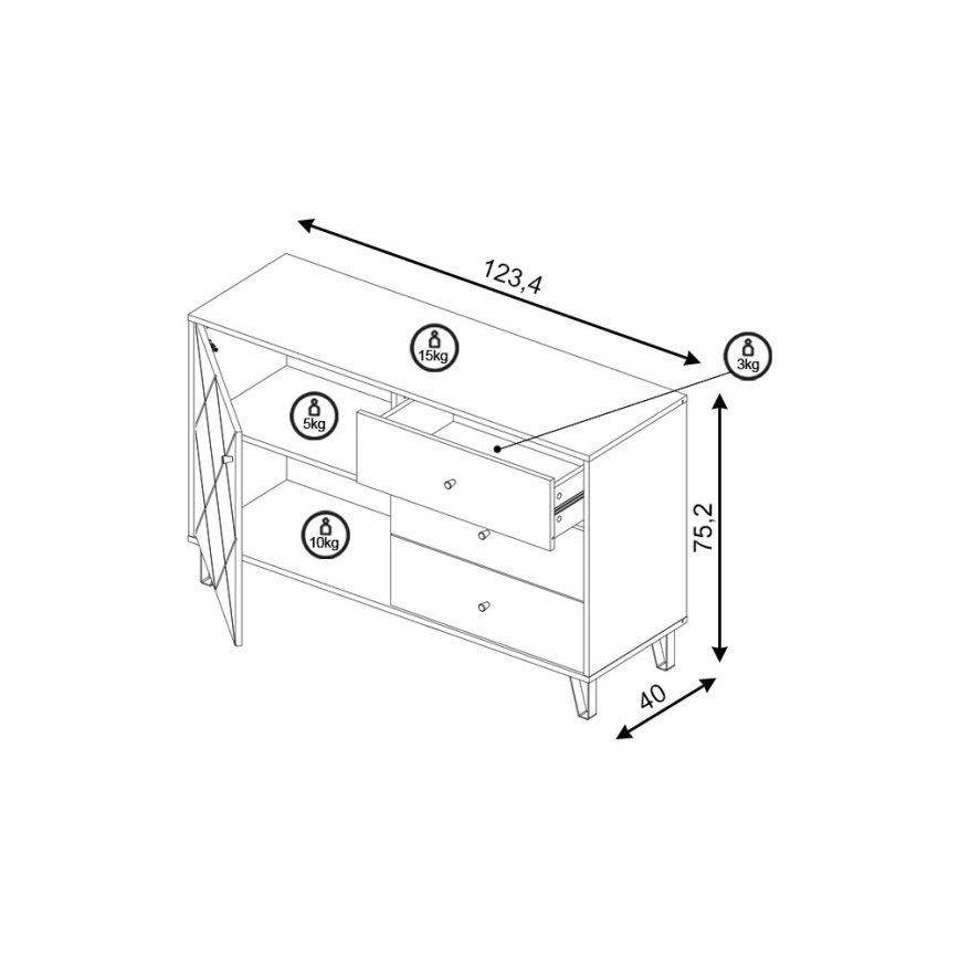 Byrå SULA ek craft/svart