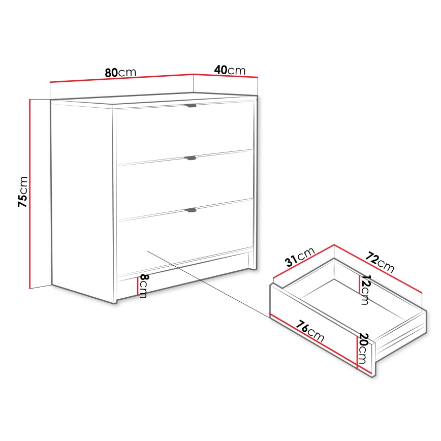 Byrå TIRENO 75x80 cm beige