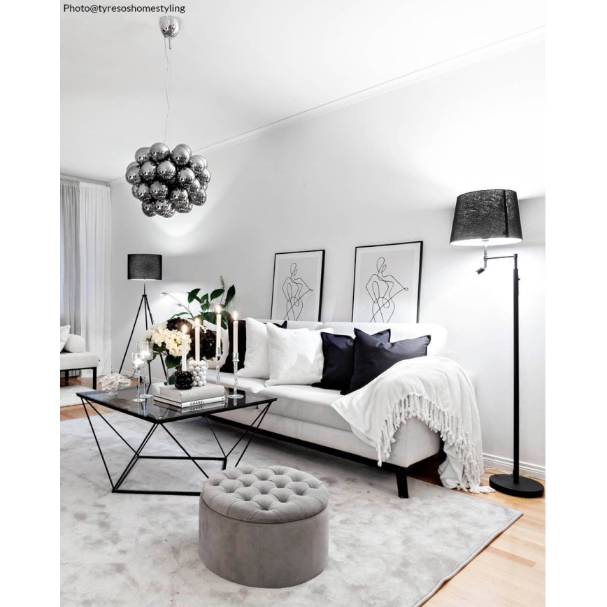 ByRydens - LED-golvlampa ORLANDO 1xE27/5W/230V + LED/3W svart Ø 36 cm