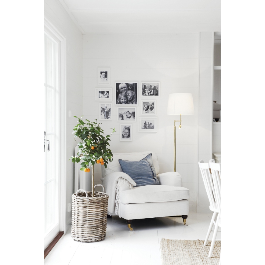 ByRydens - LED Golvlampa ORLANDO 1xE27/5W/230V + LED/3W vit/guld Ø 36 cm