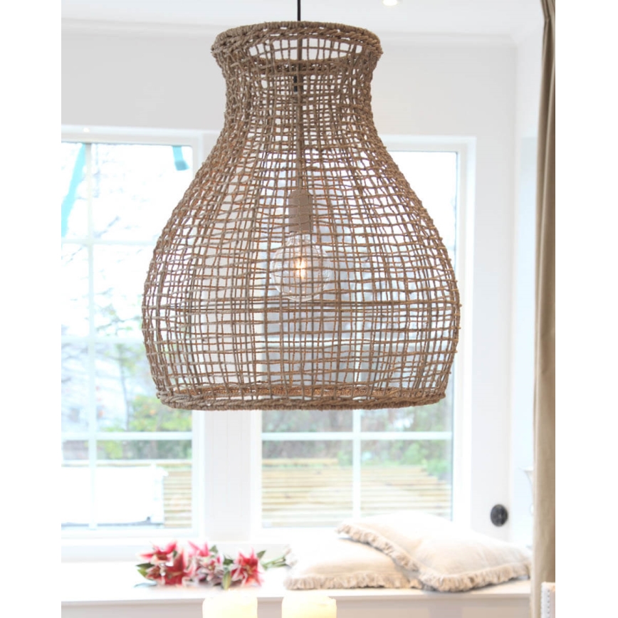 ByRydens - Ljuskrona med textilsladd SEAGRASS 1xE27/8W/230V beige diameter 49 cm