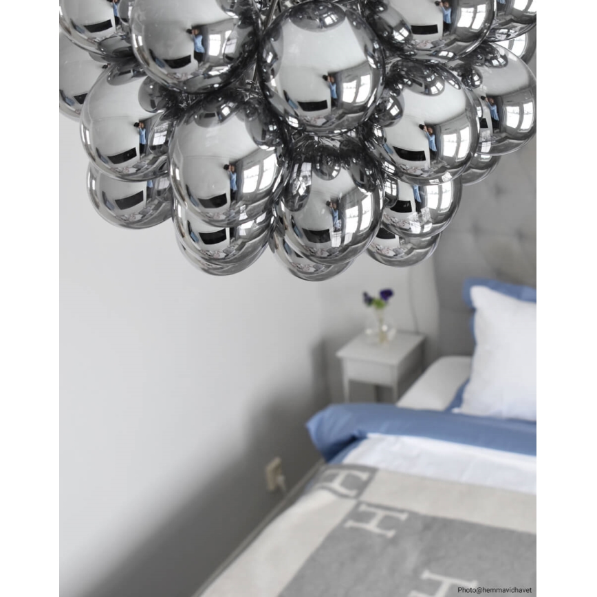 ByRydens - Ljuskrona med textilsladd GROSS 8xG9/4W/230V rökig/svart diameter 50 cm