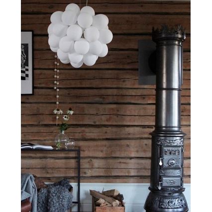 ByRydens - Ljuskrona med textilsladd GROSS 8xG9/4W/230V vit diameter 50 cm