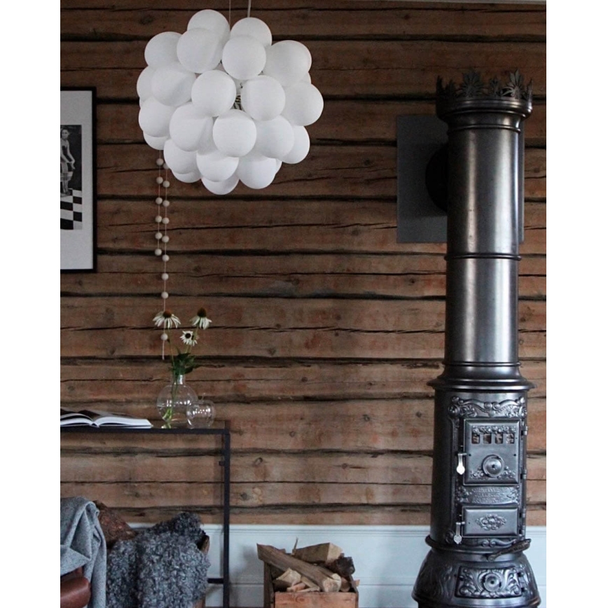 ByRydens - Ljuskrona med textilsladd GROSS 8xG9/4W/230V vit diameter 50 cm