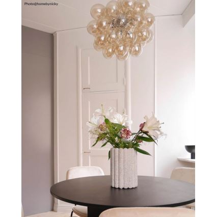 ByRydens - Ljuskrona med textilsladd GROSS 8xG9/4W/230V rökig/brun diameter 50 cm