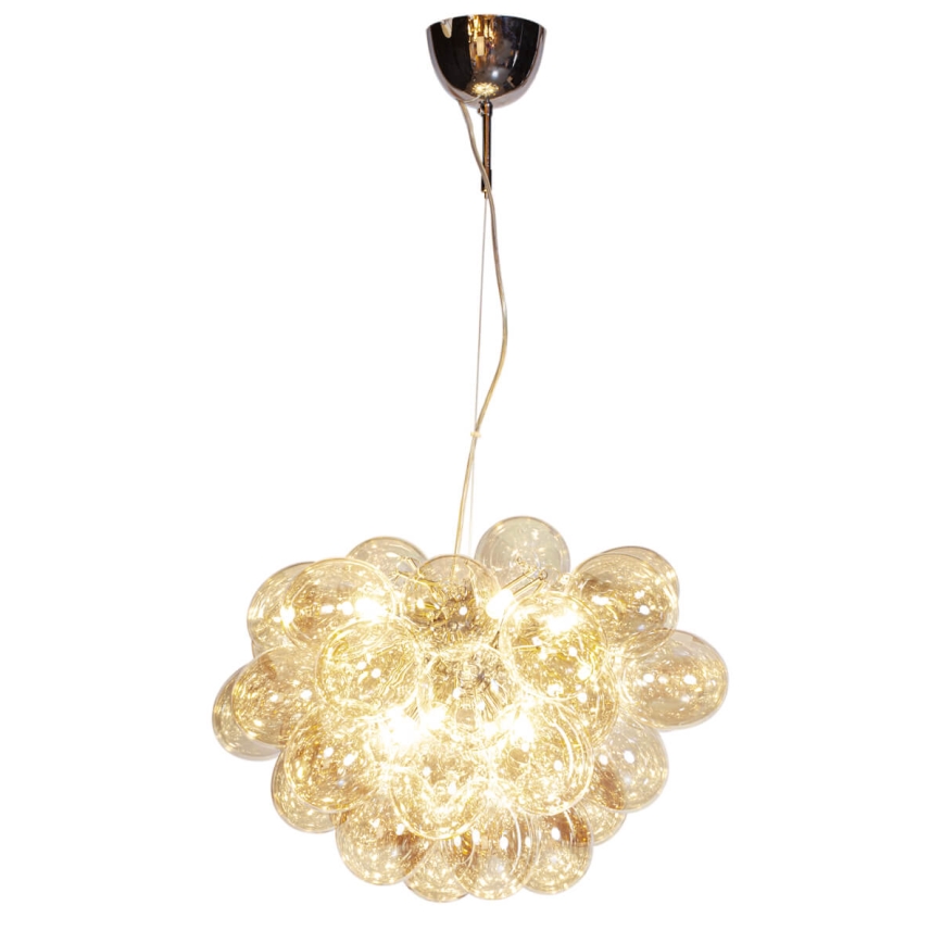 ByRydens - Ljuskrona med textilsladd GROSS 8xG9/4W/230V rökig/brun diameter 50 cm