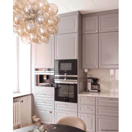 ByRydens - Ljuskrona med textilsladd GROSS 8xG9/4W/230V rökig/brun diameter 50 cm