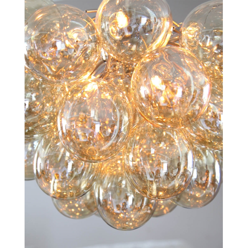 ByRydens - Ljuskrona med textilsladd GROSS 8xG9/4W/230V rökig/brun diameter 50 cm