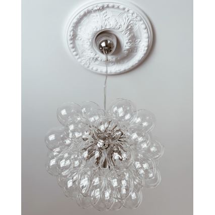 ByRydens - Ljuskrona med textilsladd GROSS 8xG9/4W/230V genomskinlig diameter 50 cm