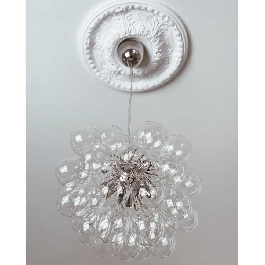 ByRydens - Ljuskrona med textilsladd GROSS 8xG9/4W/230V genomskinlig diameter 50 cm