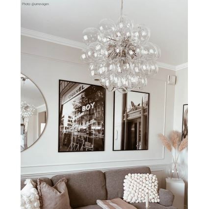 ByRydens - Ljuskrona med textilsladd GROSS 8xG9/4W/230V genomskinlig diameter 50 cm