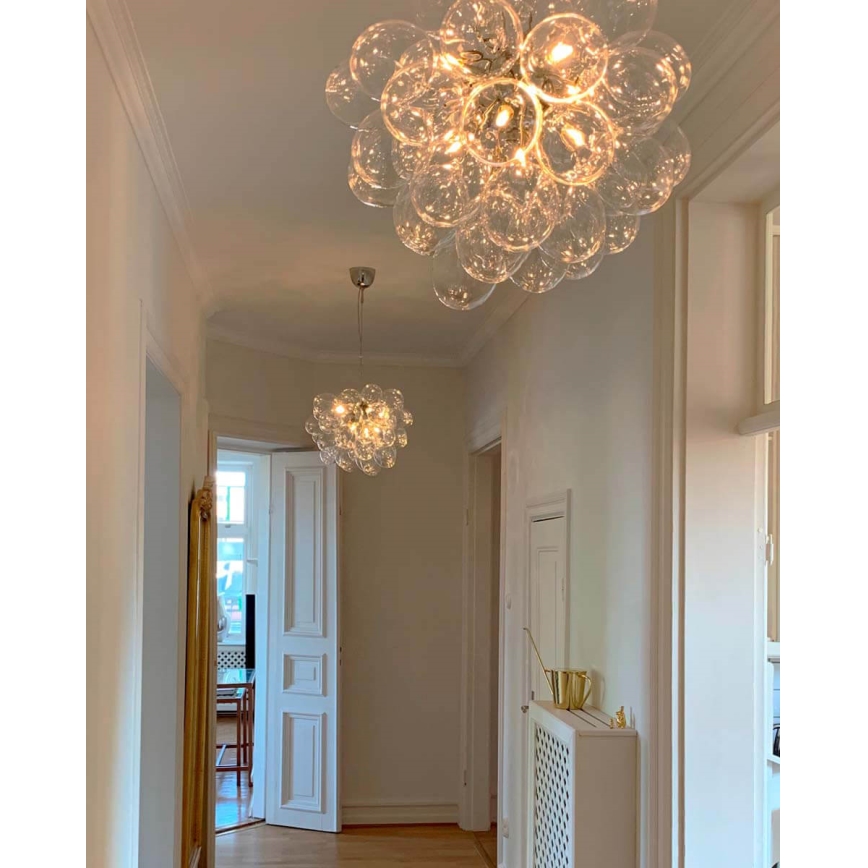 ByRydens - Ljuskrona med textilsladd GROSS 8xG9/4W/230V genomskinlig diameter 50 cm