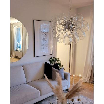 ByRydens - Ljuskrona med textilsladd GROSS 8xG9/4W/230V genomskinlig diameter 50 cm