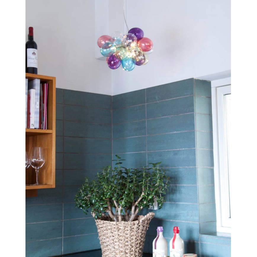 ByRydens - Ljuskrona med textilsladd GROSS 3xG9/5W/230V färgrik diameter 30 cm