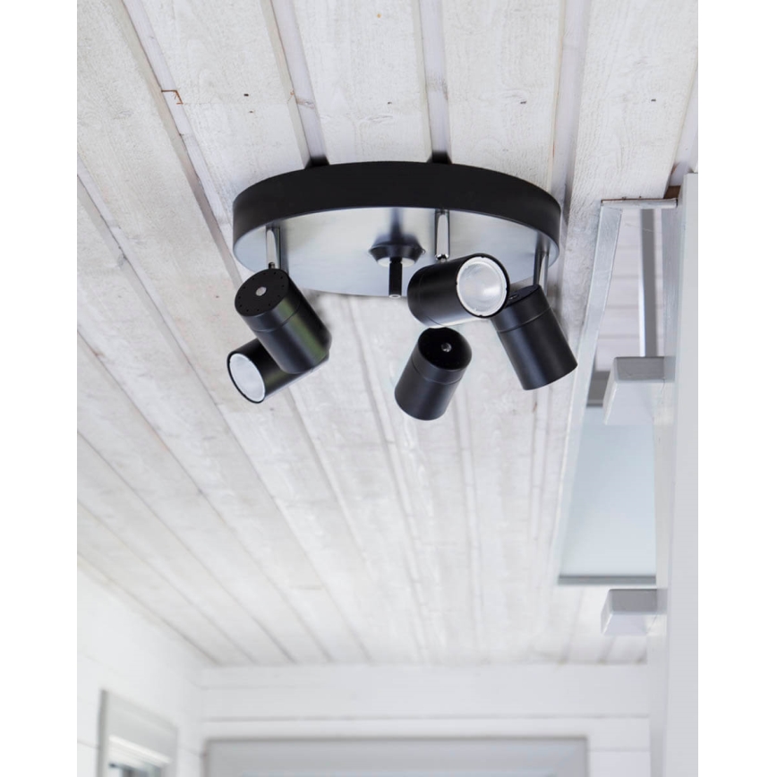 ByRydens - Takspot CORRECT 5xGU10/7W/230V svart, Ø 30 cm