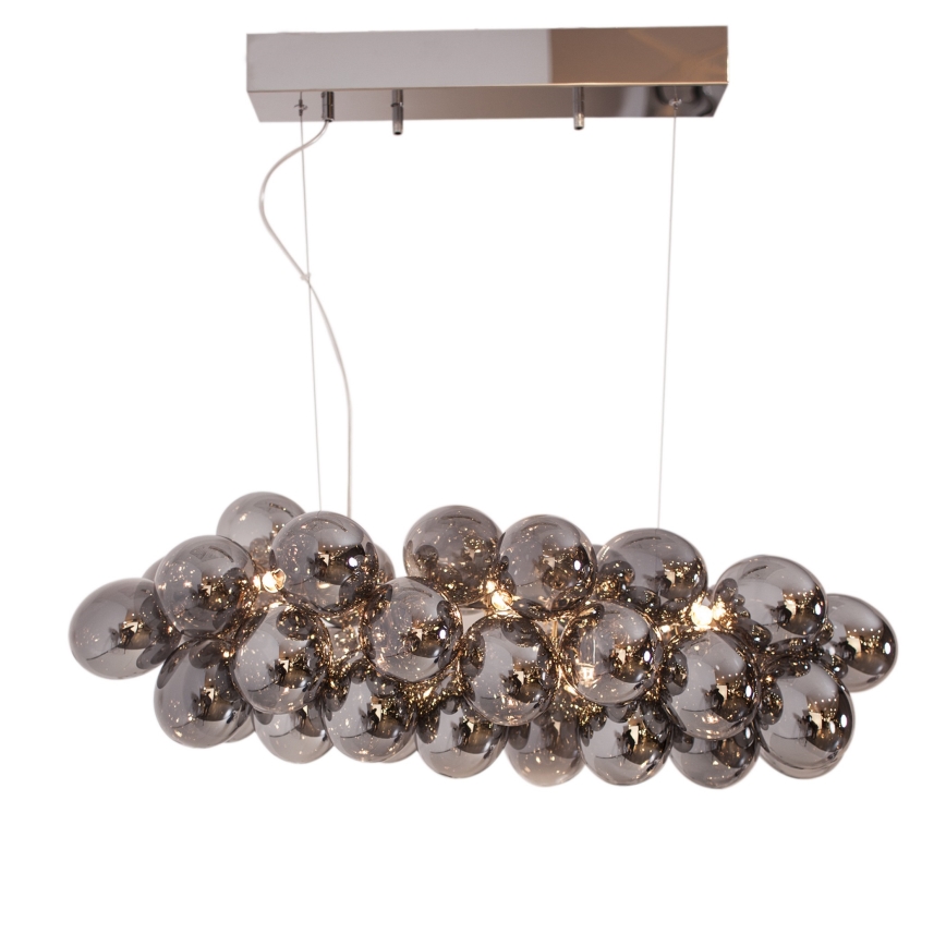 ByRydens - Ljuskrona med textilsladd GROSS BAR 8xG9/5W/230V rökig/svart