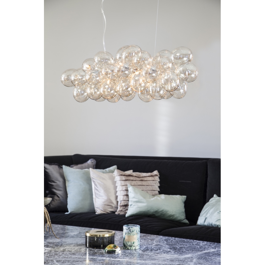 ByRydens - Ljuskrona med textilsladd GROSS BAR 8xG9/4W/230V rökig/brun