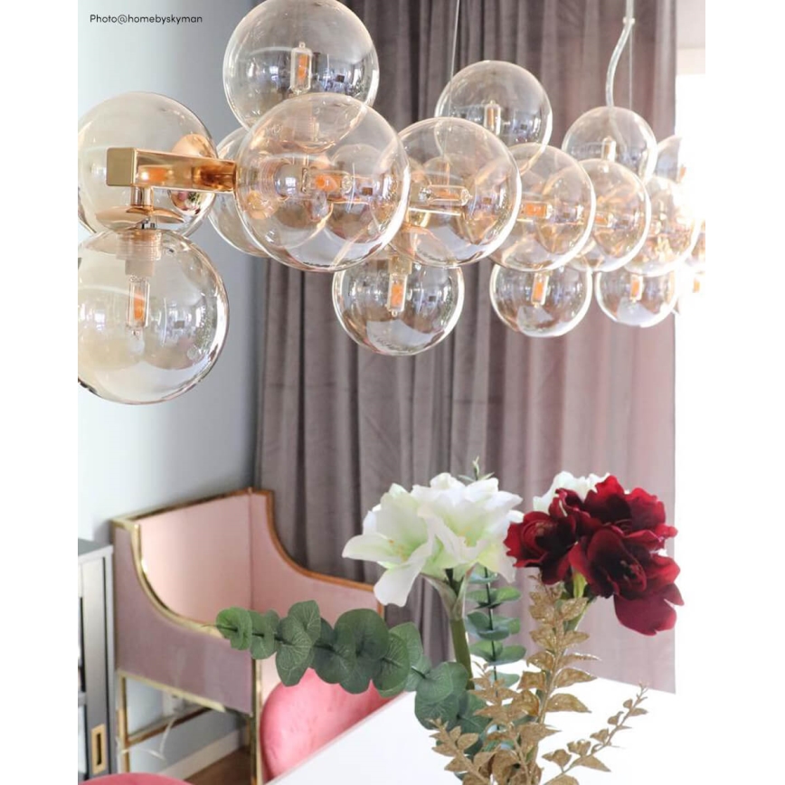 ByRydens - Ljuskrona med textilsladd SPLENDOR 25xG9/5W/230V rökig/brun