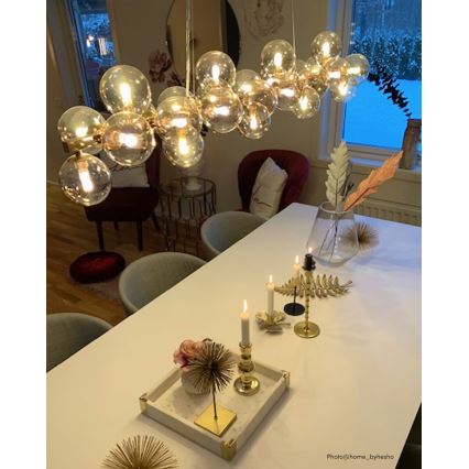 ByRydens - Ljuskrona med textilsladd SPLENDOR 25xG9/5W/230V rökig/brun