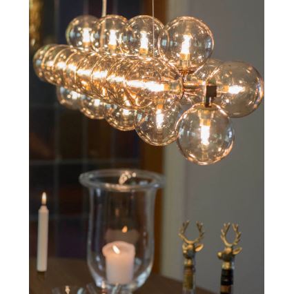 ByRydens - Ljuskrona med textilsladd SPLENDOR 25xG9/5W/230V rökig/brun