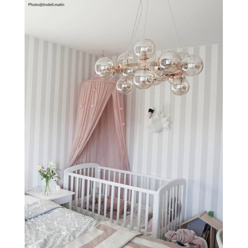 ByRydens - Ljuskrona med textilsladd SPLENDOR 15xG9/5W/230V rökig/brun diameter 58 cm