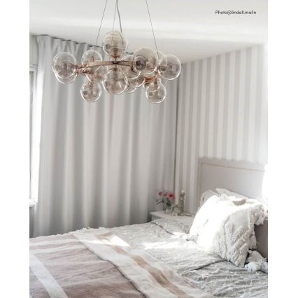 ByRydens - Ljuskrona med textilsladd SPLENDOR 15xG9/5W/230V rökig/brun diameter 58 cm