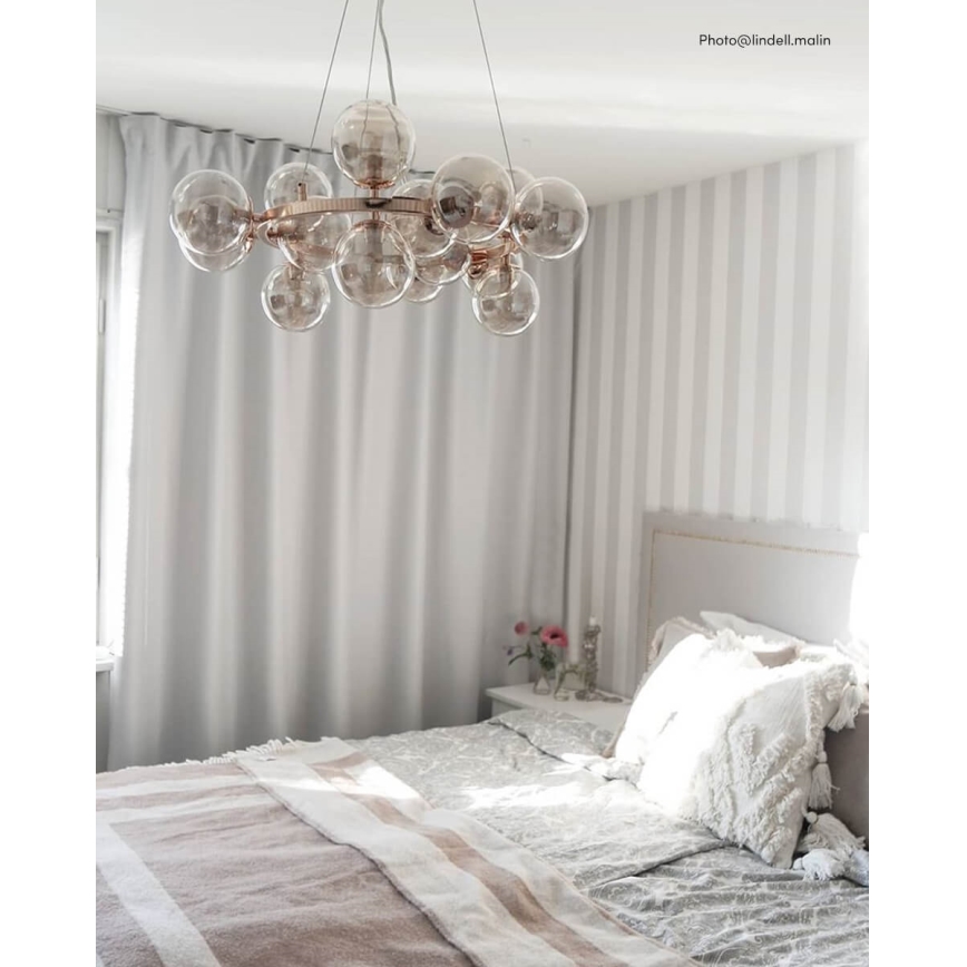 ByRydens - Ljuskrona med textilsladd SPLENDOR 15xG9/5W/230V rökig/brun diameter 58 cm