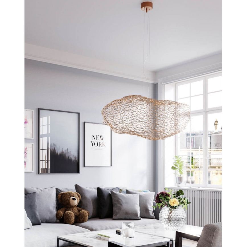 ByRydens - LED ljuskrona med textilsladd HAYDEN LED/15W/230V guld