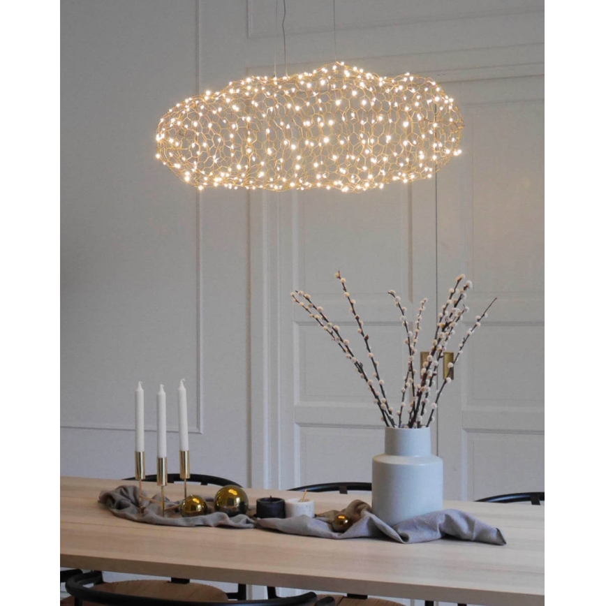 ByRydens - LED ljuskrona med textilsladd HAYDEN LED/15W/230V guld