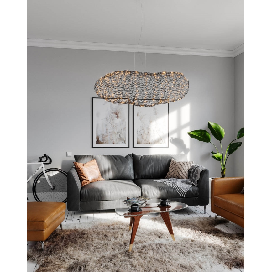 ByRydens - LED ljuskrona med textilsladd HAYDEN LED/20W/230V svart