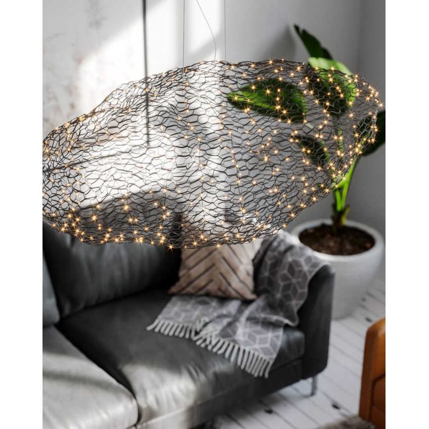 ByRydens - LED ljuskrona med textilsladd HAYDEN LED/20W/230V svart