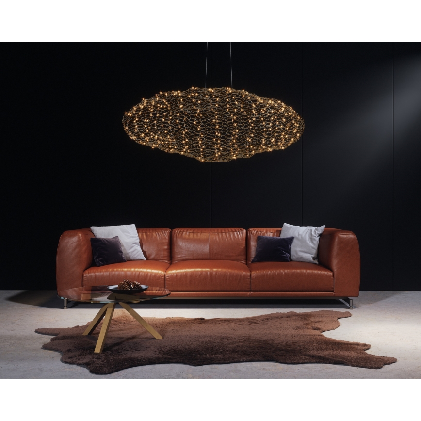 ByRydens - LED ljuskrona med textilsladd HAYDEN LED/20W/230V guld