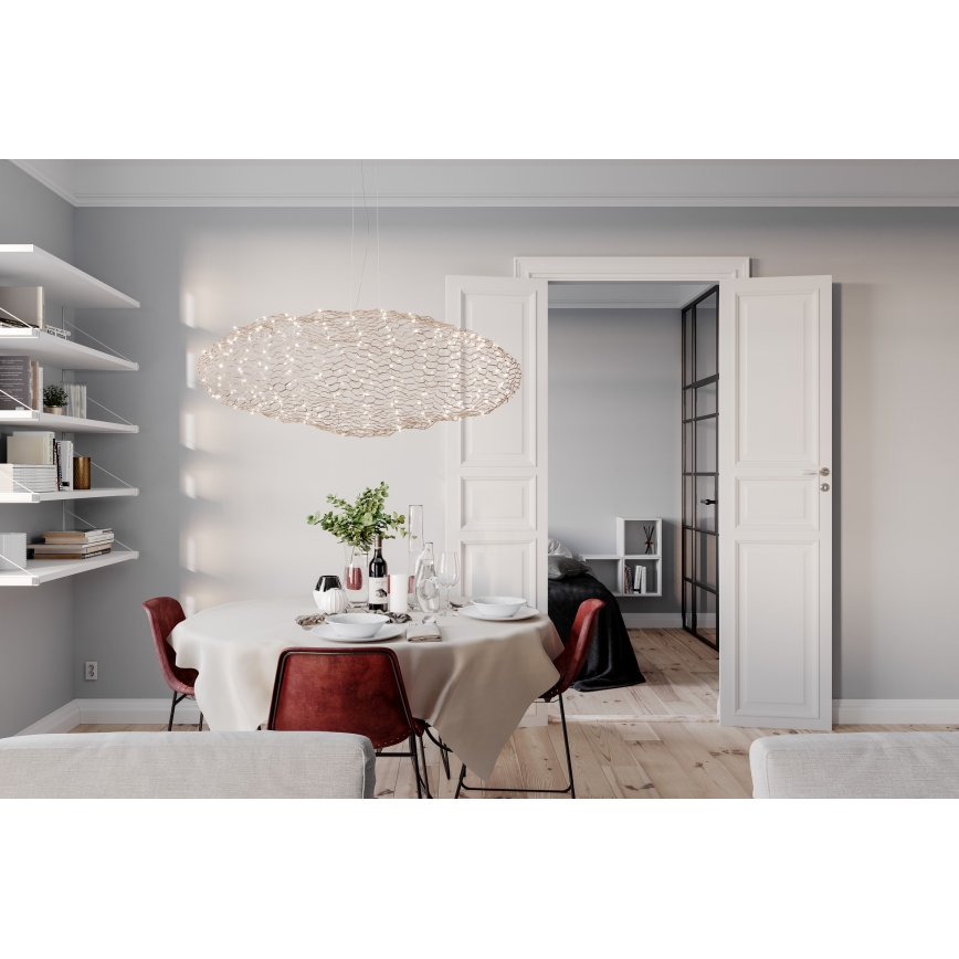 ByRydens - LED ljuskrona med textilsladd HAYDEN LED/20W/230V guld