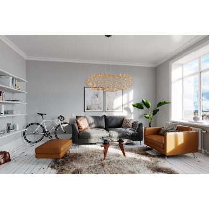 ByRydens - LED ljuskrona med textilsladd HAYDEN LED/20W/230V guld