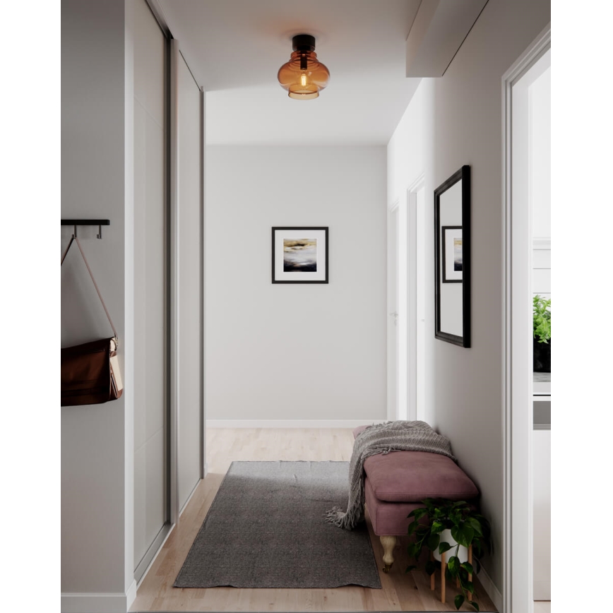 ByRydens - Taklampa DOLORES 1xE27/5W/230V Ø 30 cm brun/röktonad