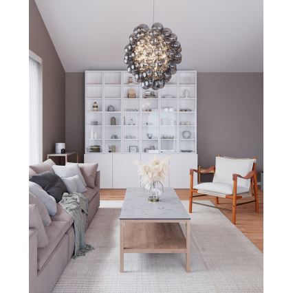 ByRydens - DELUXE pendellampa med kabel 4xE14/5W/230V grå/rökfärgad