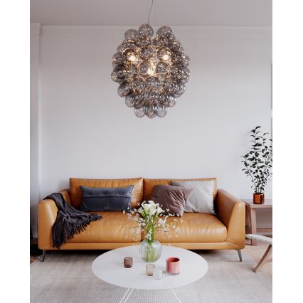 ByRydens - DELUXE pendellampa med kabel 4xE14/5W/230V grå/rökfärgad