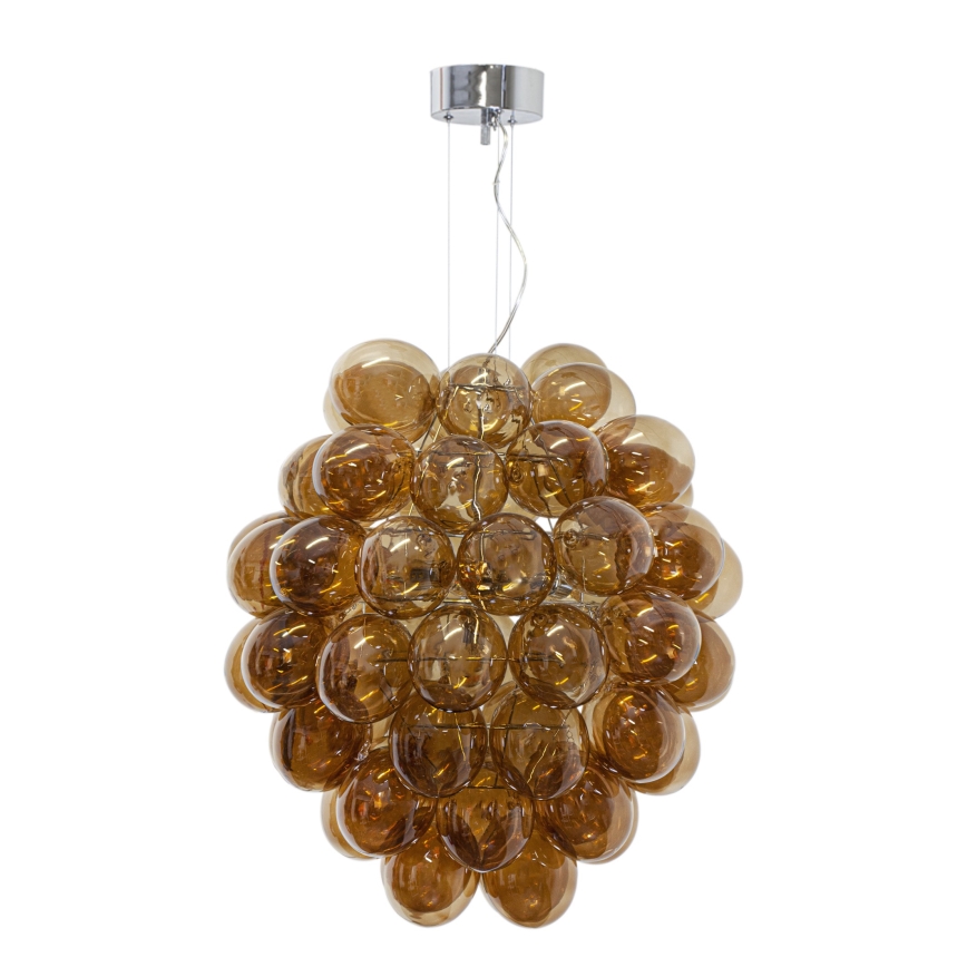 ByRydens - Ljuskrona med textilsladd DELUXE 4xE14/5W/230V rökig/brun diameter 64 cm