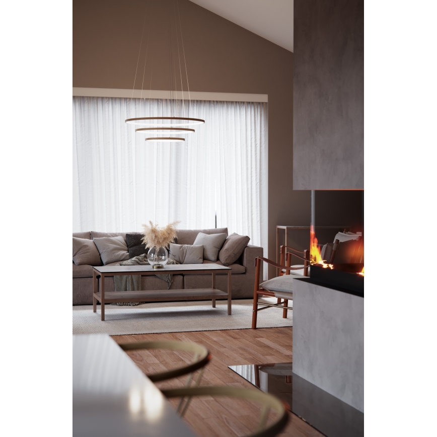 ByRydens - LED ljuskrona med textilsladd TRIONE LED/45W/230V brun diameter 80 cm