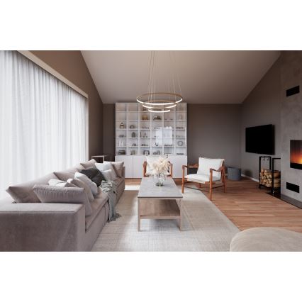 ByRydens - LED pendellampa med kabel TRIONE LED/45W/230V beige Ø 80 cm