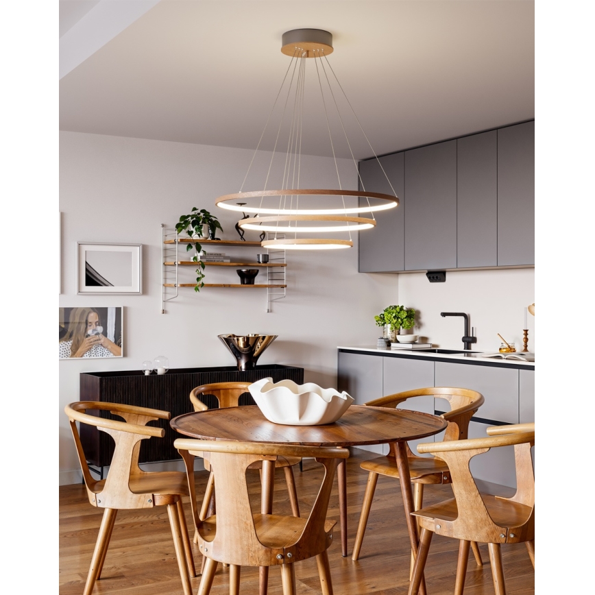 ByRydens - LED-pendel på vajer TRIONE LED/45W/230V brun Ø 80 cm