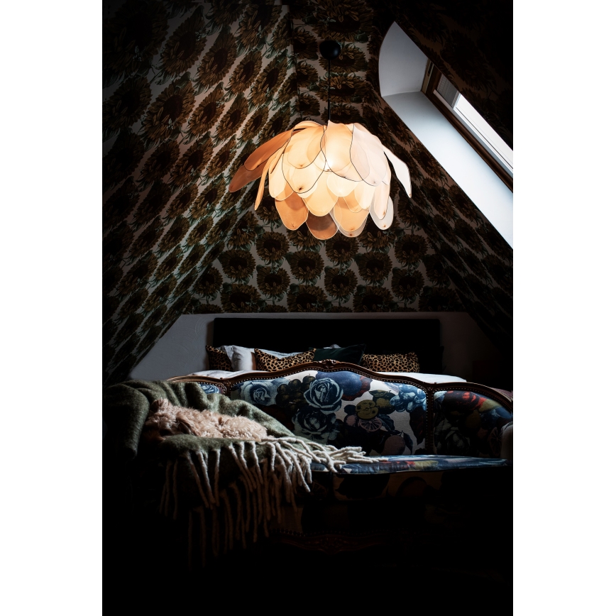 ByRydens - Ljuskrona med textilsladd LOU LOU 1xE27/5W/230V beige diameter 80 cm