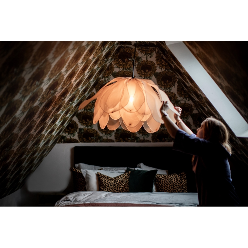 ByRydens - Ljuskrona med textilsladd LOU LOU 1xE27/5W/230V beige diameter 80 cm